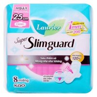 Băng vệ sinh ban ngày Laurier Super Slimguard siêu thấm mỏng nhẹ có cánh 8 miếng