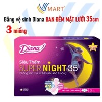 Băng vệ sinh Diana BAN ĐÊM MẶT LƯỚI 35cm 3 miếng