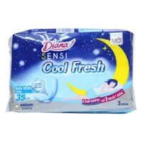 Băng vệ sinh Diana Sensi Cool Fresh ban đêm cánh 35cm Gói 3 miếng