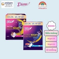 Băng vệ sinh Diana siêu thấm Super Night chống tràn ban đêm 29cm/12 miếng+ 35cm/12 miếng 42cm - Phương Nghi LA