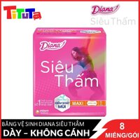 Băng vệ sinh Diana Siêu thấm Maxi dày không cánh 8 miếnggói