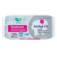 Băng vệ sinh hàng ngày Laurier Active Fit khử mùi kháng khuẩn không cánh 36 miếng