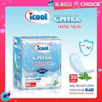 Băng Vệ Sinh ICOOL CHILL 20 Miếng, BVS hàng ngày 16cm, không cánh, MẶT VẢI NHUNG mềm mại, bạc hà MÁT LẠNH, trà xanh khử mùi.