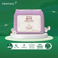 Băng vệ sinh Kleannara Organic Hàn Quốc siêu thấm hút ban đêm size 33cm - 12 miếng/gói có cánh