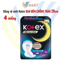 Băng vệ sinh Kotex BAN ĐÊM CHỐNG TRÀN 28cm 4 miếng