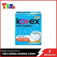Băng Vệ Sinh Kotex Khô Thoáng 23cm Siêu Mỏng Không Cánh 8 Miếng