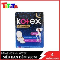 Băng vệ sinh Kotex Siêu ban đêm 28cm 4 miếnggói