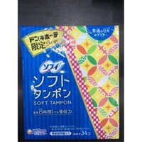 Băng vệ sinh Tampon Unicharm Sofy Soft Regular ban ngày thường xanh dương 34 miếng