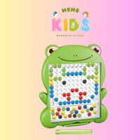 Bảng vẽ xếp hình chấm bi bút nam châm từ tính nhiều màu sắc - đồ chơi giáo dục thế hệ mới hình ếch xanh - MOMO KIDS