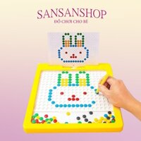 Bảng vẽ xếp hình nam châm thỏ,đồ chơi giáo dục xếp hình tặng kèm bút bi từ tính cho bé