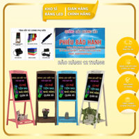 Bảng Viết Huỳnh Quang, Bảng Led Dạ Quang khung gỗ DECOR ( Tặng kèm chân giá + hộp bút + Điều khiển + khăn lau)