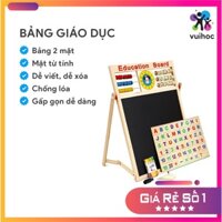 Bảng viết vẽ nam châm học tập 2 mặt kèm bộ chữ số cho bé/ Bảng LCD tự xóa - Thiết bị giáo dục - Vui học