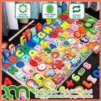 Bảng Xếp Chữ Số Cho Bé 5in1, 6in1, 7in1 Bộ Xếp Hình Gỗ Tiếng Việt, Tiếng Anh Đồ Chơi Gỗ Thông Minh Cho Bé 1, 2, 3 Tuổi