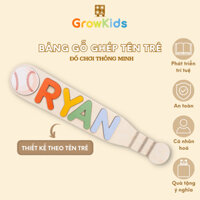 Bảng xếp chữ, xếp hình gậy bóng chày bằng gỗ, đồ chơi Montessori Growkids thú vị, quà sinh nhật, quà đầy tháng cho bé