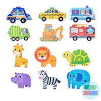 Bảng Xếp Hình Đồ Chơi Gỗ Bộ Xếp Hình Puzzle Theo Chủ Đề Phương Tiện Giao Thông và Động Vật