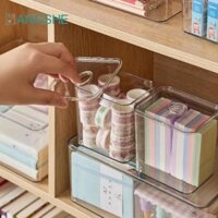 Bangshe 5 Cái / bộ Hộp Bảo Quản Ngăn Kéo Trong Suốt, Có Nắp Lỗ Tròn Nhựa Văn Phòng Phẩm Hộp Đựng Văn Phòng Phẩm, Bền Chống Bụi Nâng Cao Đáy Chống Trơn Trượt Hộp Bảo Quản Quần Áo Nhà