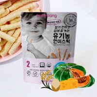 Bánh ăn dặm cho bé Organic - bánh gạo lứt hữu cơ nhập khẩu Hàn Quốc Bebedang - Phô mai bí đỏ hình que