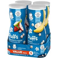 BÁNH ĂN DẶM GERBER PUFFS VỊ TÁO, CHUỐI, PHÔ MAI, CÀ CHUA