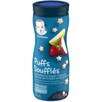 Bánh ăn dặm Gerber Puffs Strawberry Apple vị dâu táo của Mỹ cho trẻ từ 6 tháng tuổi lọ 42g