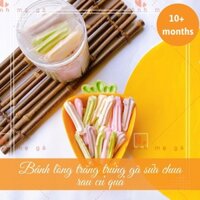 Bánh ăn dặm lòng trắng trứng gà sữa chua rau củ quả cho bé 10m+
