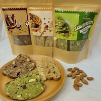 Bánh BISCOTI MIX 3 VỊ, bánh ăn kiêng TÚI 500G 3 vị Vani, Matcha, Chocolate 3B-healthyfood không đường, eat clean