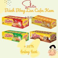 Bánh bông lan cuộn kem Solite Kinh Đô vị lá dứa, dâu, kem bơ sữa, socola hộp 360g (20 cái)