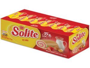 Bánh bông lan cuộn kem vị dâu Solite - hộp 360g (18g x 20 cái)