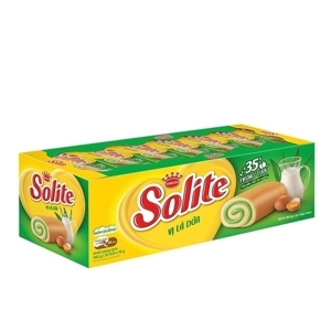 Bánh bông lan cuộn kem vị lá dứa Solite hộp 360g