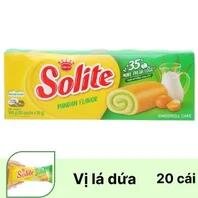 Bánh bông lan cuộn kem vị lá dứa Solite hộp 360g (20 cái)