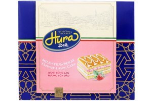 Bánh bông lan hương sữa dâu Hura Deli hộp 168g