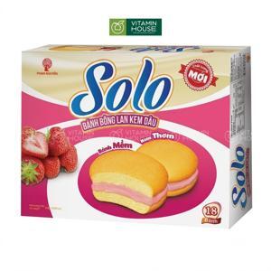 Bánh bông lan kem dâu Solo hộp 196g-Hộp 12 cái