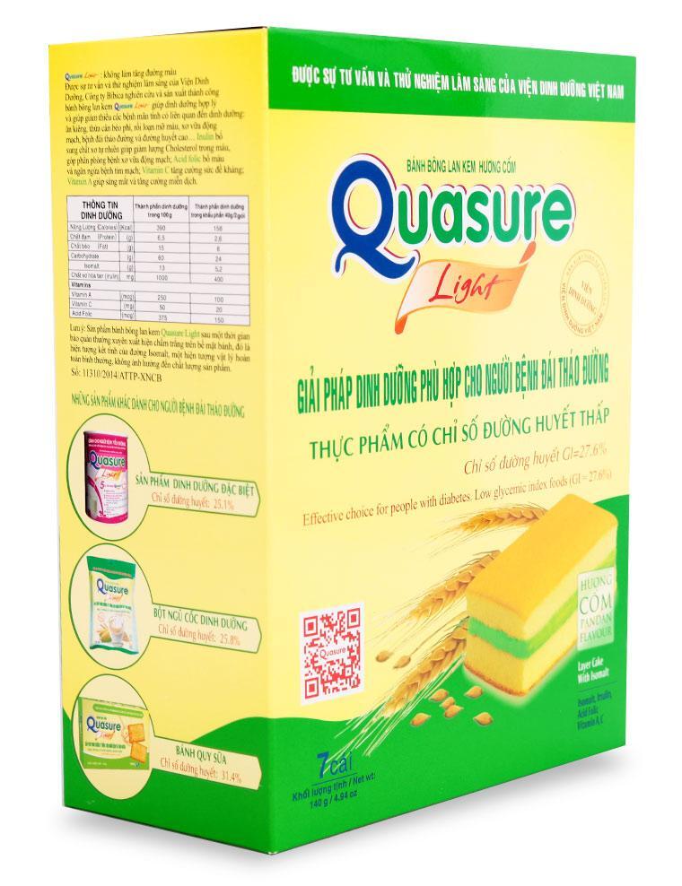 Bánh bông lan kem hương cốm Quasure Light hộp 140g