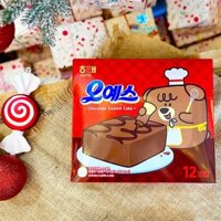Bánh Bông Lan Phủ Chocolate Ohyes Haitai 360gr Hàn Quốc – Hộp 12 Cái
