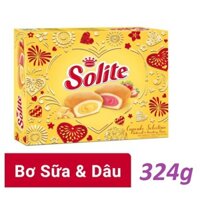 BÁNH BÔNG LAN SOLITE VỊ DÂU VÀ BƠ SỮA (HỘP 324G – 18 CÁI)