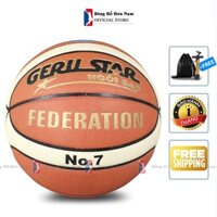 Banh bóng rổ da Geru Star - bản Federation - Size 7 - Tặng kèm Bơm tay + Kim bơm + Balo rút