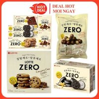 Bánh Cookie Lotte Zero Không Đường Socola/Cacao Lotte Zero Crunch Ball Hàn Quốc Mix Vị