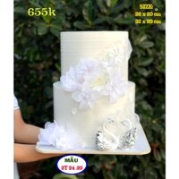 Bánh cưới 2 tầng gân thiên nga bạc