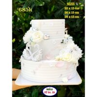 Bánh cưới 3 tầng gân hoa trắng đẹp