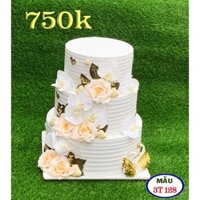 bánh cứoi 3 tầng siêu đẹp, bánh cúơi 3 tầng gân thiên nga vàng 3t-128