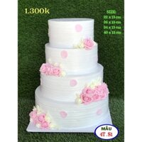 bánh cưới 4 tầng giả hoa trắng-bánh kem sự kiện 4t-s1