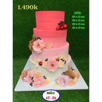 Bánh cưới 4 tầng hoa đỏ , bánh giả , mô hình trưng bày thay bánh thật