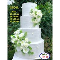 bánh cưới 4 tầng hoa trắng siêu hiện đại , bánh giả , mô hình trưng bày