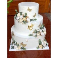 Bánh cưới mô hình 3 tầng hoa đá gân , trưng bày tiệc cưới nhà hàng