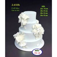 Bánh cưới mô hình , bánh kem 4 tầng hoa trắng