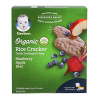 Bánh gạo ăn dặm Gerber Organic vị việt quất, táo, củ cải đỏ cho bé trên 7 tháng (48g)