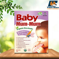 Bánh gạo hữu cơ Baby Mum-Mum vị Cà Rốt & Việt Quất 36g (Hộp 18 thanh)