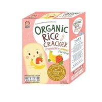 Bánh gạo hữu cơ hương Dâu Chuối Apple Monkey Organic Rice Cracker Strawberry And Banana Flavour Omega3 DHA 10gói*3g