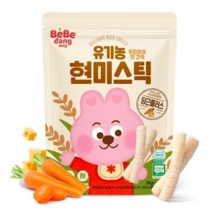 Bánh gạo lứt hữu cơ Bebedang phô mai cà rốt hình que (Trên 6 tháng)