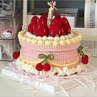 Bánh kem dâu tây len handmade ( dạng hộp)