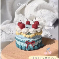 Bánh Kem Gấu Cherry len Handmade làm quà tặng bạn bè người thân nhân dịp sinh nhật siêu đáng yêu